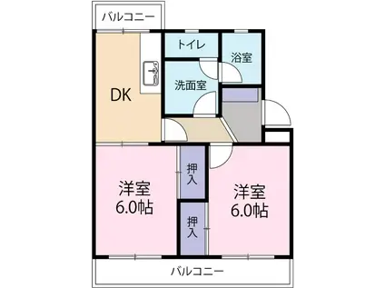 ルミエールI(2DK/1階)の間取り写真
