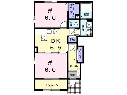 ベル フルール GII(2DK/1階)の間取り写真