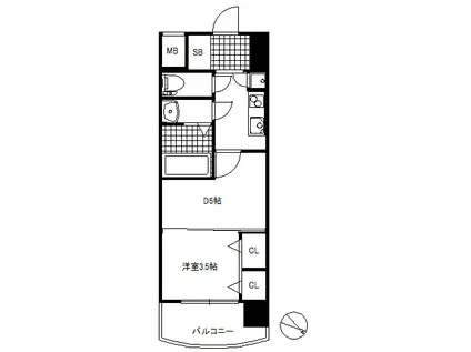 セレニテ神戸ミラクノール(1DK/2階)の間取り写真