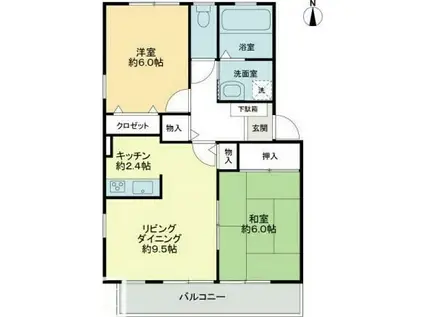 フォブールひかり(2LDK/1階)の間取り写真