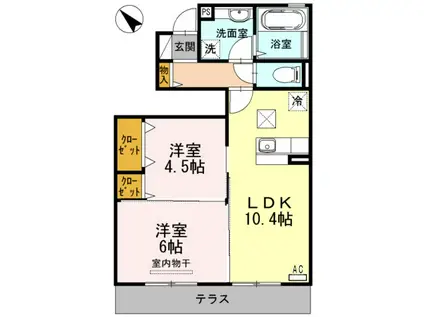 コンフォーティア三城(2LDK/1階)の間取り写真