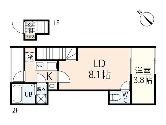 リバーノース庚午(1LDK/2階)の間取り写真