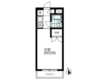 久が原1K(ワンルーム/2階)の間取り写真