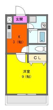 MAISON SKYHAWK II(1K/2階)の間取り写真