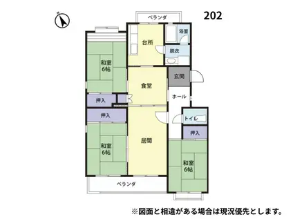 ミレア新荘(3LDK/2階)の間取り写真