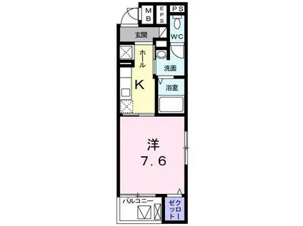 グランディー豊原町(1K/3階)の間取り写真