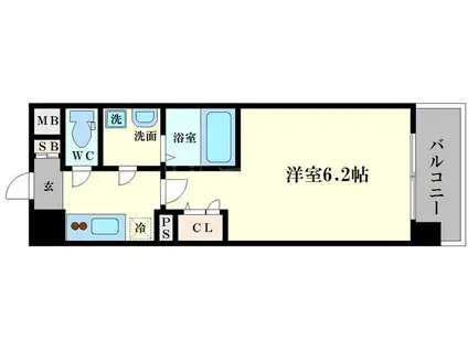 エスリード谷町6丁目レジデンス(1K/6階)の間取り写真