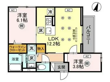ノーブルパレス上木崎(2LDK/1階)の間取り写真