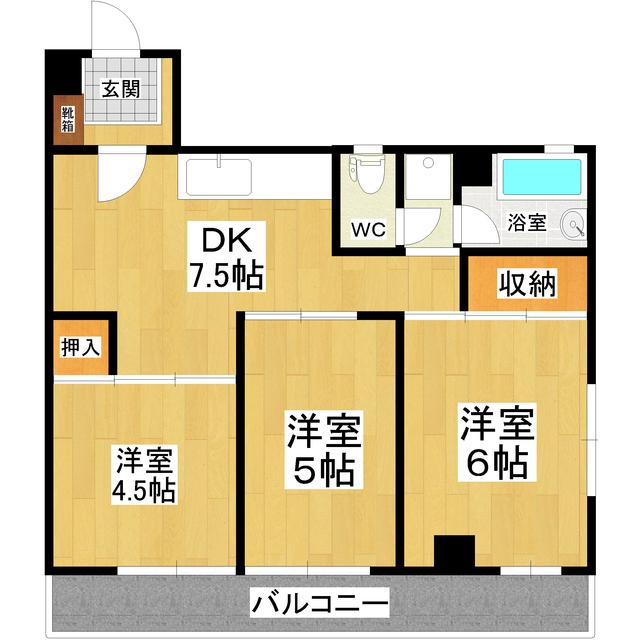 フラーンジュ(3DK/3階)の間取り写真