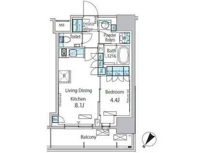 パークアクシス渋谷神山町(1LDK/4階)の間取り写真