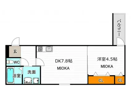 フジパレス アベリア(1DK/1階)の間取り写真