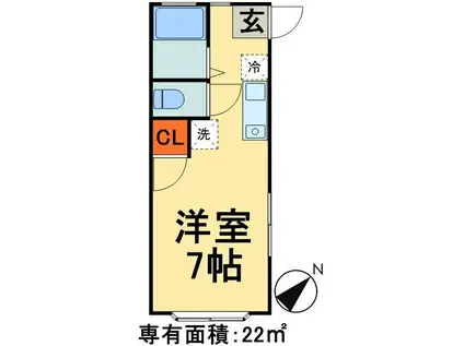 アイハイツ(ワンルーム/2階)の間取り写真