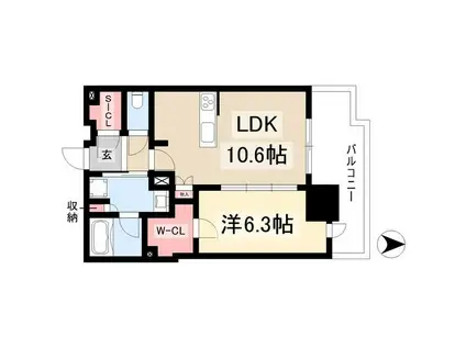 ザ・ファインタワー名古屋今池(1LDK/16階)の間取り写真