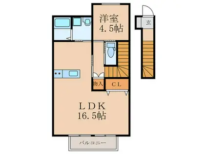 プレシャスI(1LDK/2階)の間取り写真