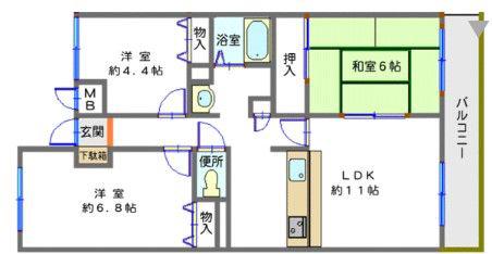 ＪＲ姫新線 本竜野駅 徒歩18分 6階建 築37年(3LDK/5階)の間取り写真