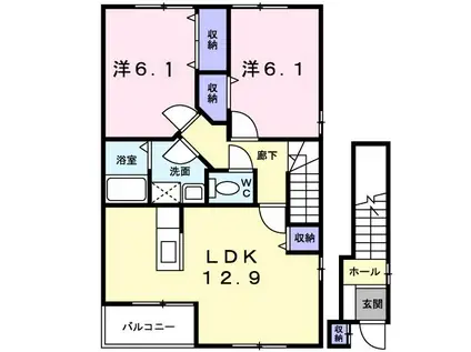 セトルフィールド(2LDK/2階)の間取り写真