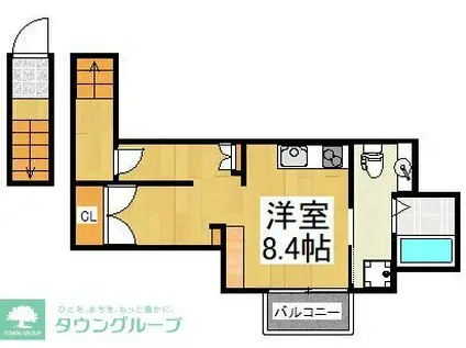 メゾンド・カシェット(ワンルーム/2階)の間取り写真