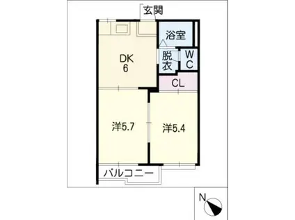 ハイツサンシャイン(2DK/1階)の間取り写真