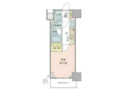 ザ・パークワンズ品川戸越(1K/9階)の間取り写真