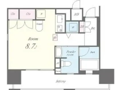 セイワパレス夕陽丘(ワンルーム/10階)の間取り写真