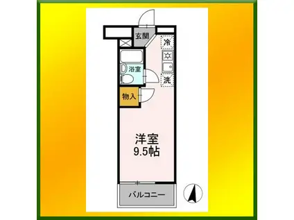 ヴィラ武蔵野(ワンルーム/1階)の間取り写真