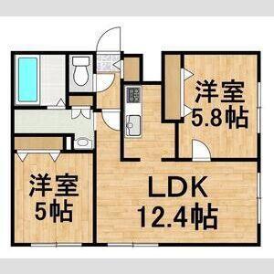 CALM千歳(2LDK/4階)の間取り写真