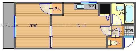 クオーレ鍛冶屋町(1DK/3階)の間取り写真