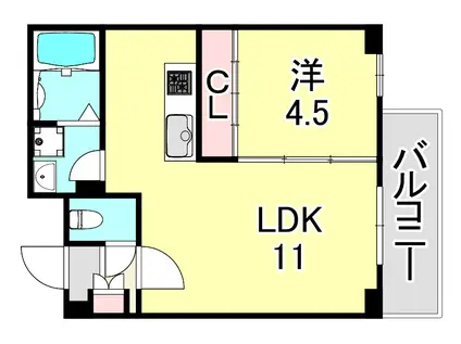 国香アパート(1K/1階)の間取り写真