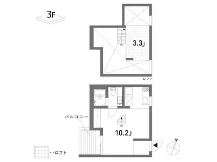 COLLAGE HOUSE(1K/3階)の間取り写真
