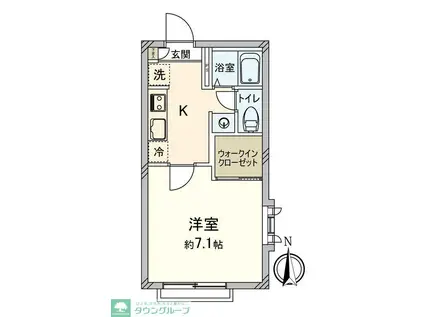 けやきコート(1K/1階)の間取り写真