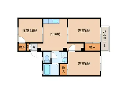 舟戸ハイツ1号館(3DK/1階)の間取り写真