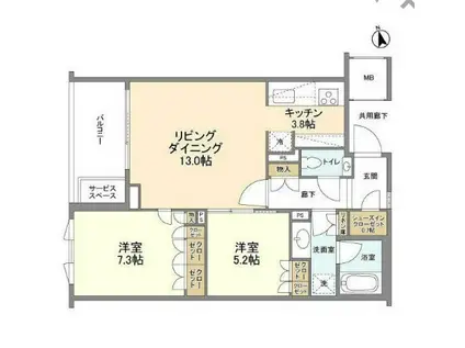 ザ・パークハウス広尾羽澤(2LDK/4階)の間取り写真