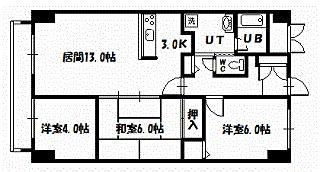 オークヒルズ2.6(3LDK/2階)の間取り写真