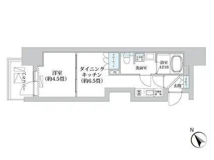 LUMA高輪(1DK/5階)の間取り写真