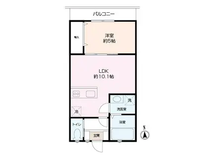 RUHE東逗子(1LDK/2階)の間取り写真