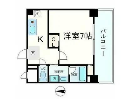 インペリアル靭本町(1K/2階)の間取り写真