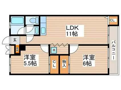 アゼリア七番館(2LDK/1階)の間取り写真