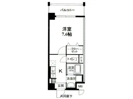 アンビシャス江崎(1K/1階)の間取り写真