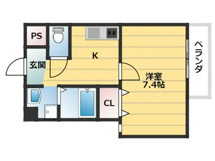 ヴィラナリー放出(1K/5階)の間取り写真