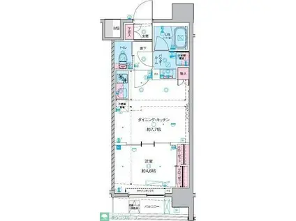 GENOVIA 東神田 GREEN VEIL(1DK/8階)の間取り写真