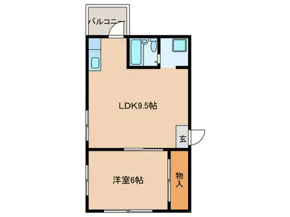 ジャスティスハイツ(1LDK/2階)の間取り写真