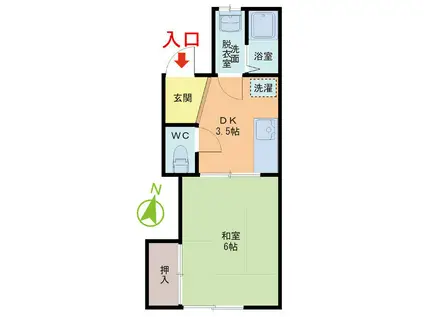 コーポオルセ(1DK/1階)の間取り写真