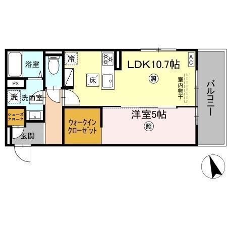 PREMILIFE須賀II(1LDK/1階)の間取り写真