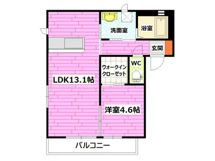 シェソワSATSUNO F棟(1LDK/2階)の間取り写真