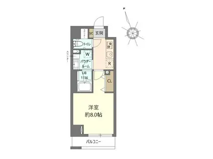東急世田谷線 松陰神社前駅 徒歩1分 3階建 築3年(1K/2階)の間取り写真