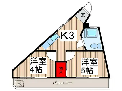 八幡サンハイツ(2K/2階)の間取り写真