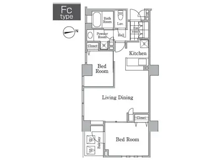 レジディア西小山(2LDK/3階)の間取り写真
