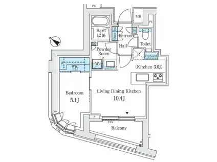 パークコート恵比寿 PARK COURT恵比寿(1LDK/7階)の間取り写真