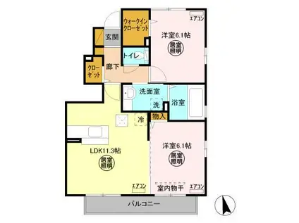 ラヴィーベル東館(2LDK/1階)の間取り写真