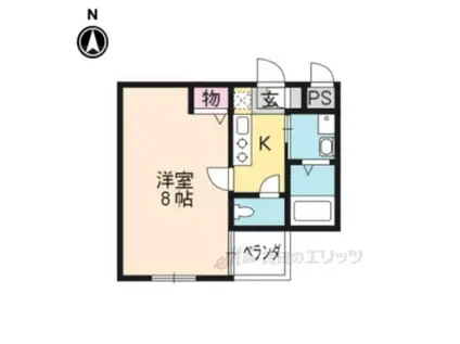 GLADVIS京都洛北(1K/2階)の間取り写真